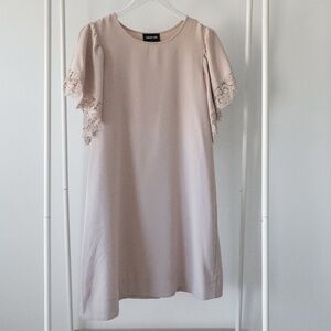 Sugarlips Nude Dress with Lace Sleeve Detail - Medium